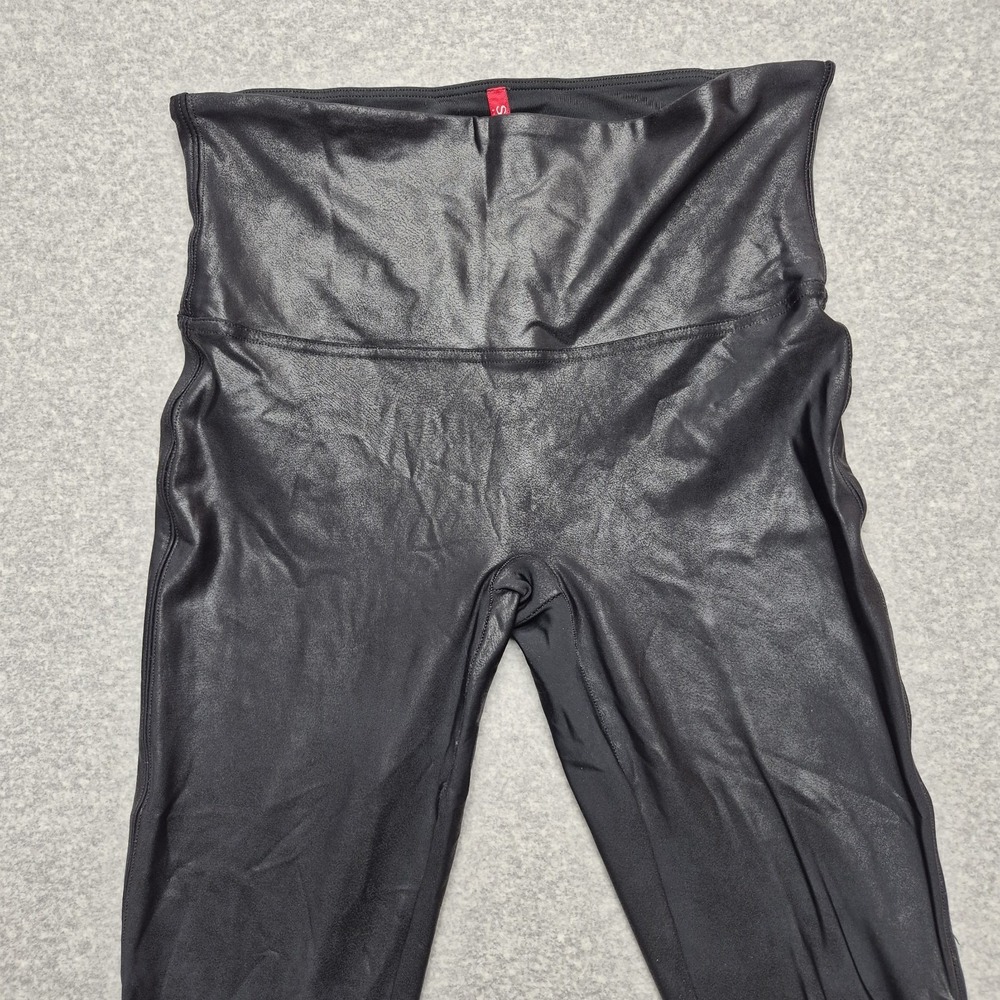 Spanx Faux Leather Leggings Womens Large Black High Rise Shaping Shaper Ankle - Picture 8 of 14
